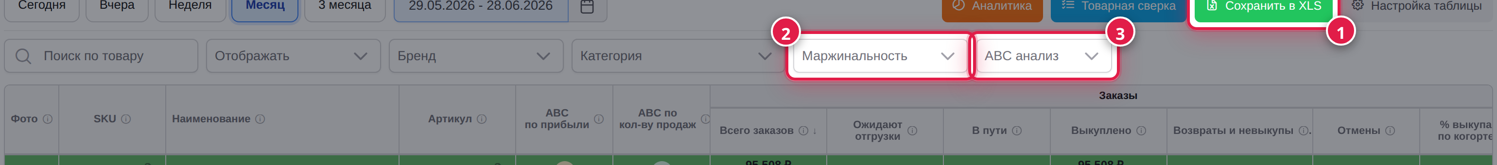 Тулбар Экономики: экспорт и фильтры